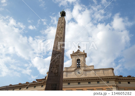 Palazzo Montecitorio, seat of the Italian Chamber of Deputies with the obelisk of Augustus in Rome, Italy Palazzo Montecitorio, seat of the Italian Chamber of Deputies with the obelisk of Augustus in Rome, Italy 134605282