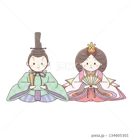 可愛らしい雛人形のイラスト 134605301