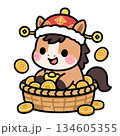 Chinese New Year Horse With Gold Coins 134605355