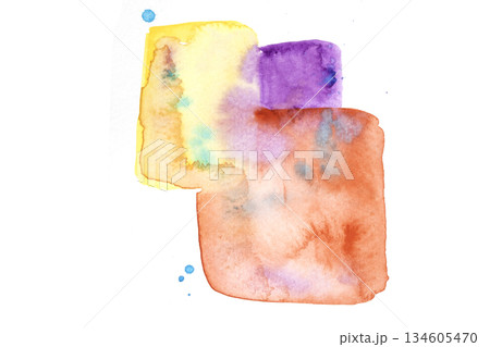 Abstract watercolour ink and paint swirl squares blots and abstract background 134605470