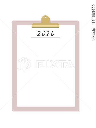 2026の手書きの文字と白紙を挟んだバインダー - シンプルでおしゃれな2026年の目標･計画の素材 134605499