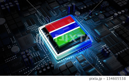 Computer processor with flag of Gambia - 3D illustration Computer processor with flag of Gambia - 3D illustration 134605538