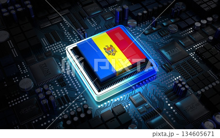 Computer processor with flag of Moldova - 3D illustration Computer processor with flag of Moldova - 3D illustration 134605671