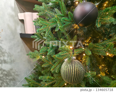 Modern Christmas Tree with Stylish Interior Shelf Decor 134605718