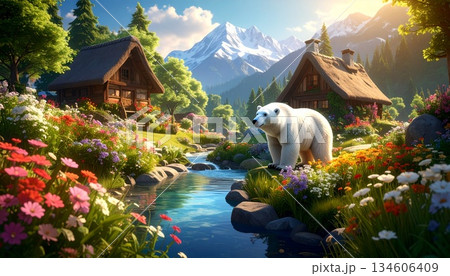 mountain goat at the lake 134606409