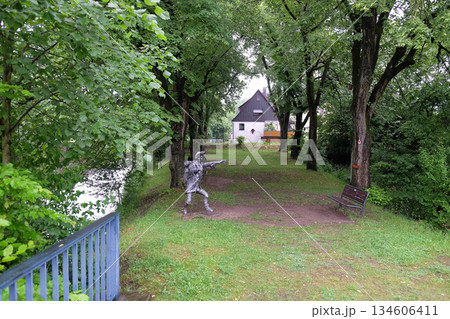 Pilgrim to Santiago de Compostela statue by Sieger Koder in Wasseralfingen, Germany 134606411
