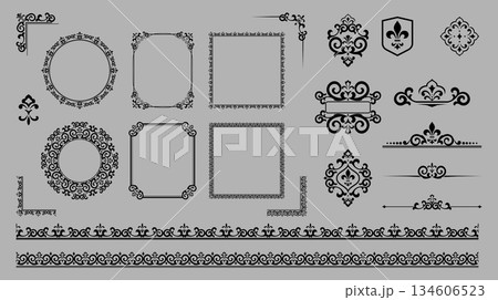 Vintage Set. Floral elements for design monograms, invitations, frames, menus and labels. Graphic design of the website, cafes, boutiques, hotels, wedding invitations. Vintage Set. Floral elements for design monograms, invitations, frames, menus and labels. Graphic design of the website, cafes, boutiques, hotels, wedding invitations. 134606523