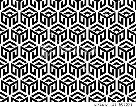 Abstract geometric pattern. A seamless vector background. White and black ornament. Graphic modern pattern. Simple lattice graphic design. 134606572