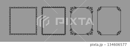 Set of decorative frames Elegant vector element for design in Eastern style, place for text. Floral black and gray borders. Lace illustration for invitations and greeting cards Set of decorative frames Elegant vector element for design in Eastern style, place for text. Floral black and gray borders. Lace illustration for invitations and greeting cards 134606577