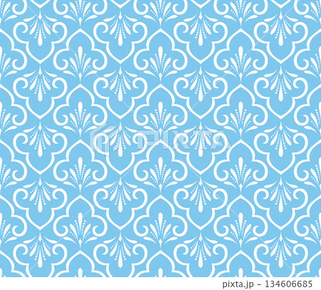 Flower geometric pattern. Seamless vector background. White and blue ornament Flower geometric pattern. Seamless vector background. White and blue ornament 134606685