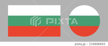 Bulgaria flag badges. Set of round, rectangular icons of Bulgarian flag.  134606693