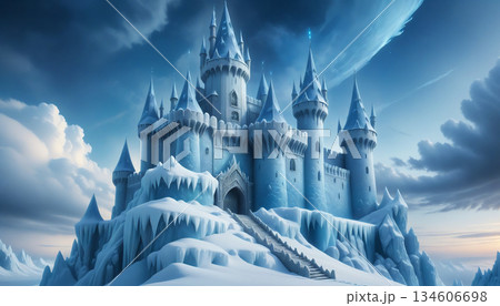 凍てつく雲の上の氷晶の城 134606698