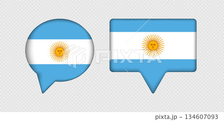 Flag of Argentina in speech bubble. 134607093