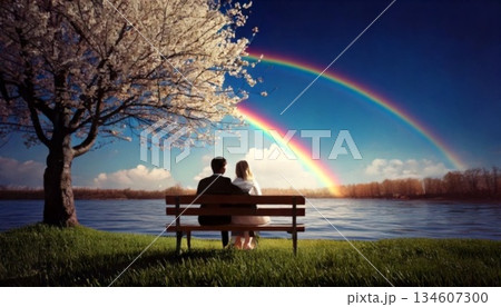 a man sitting on a bench and a bench a man sitting on a bench and a bench 134607300