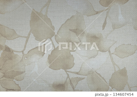 Beige Leaf Pattern Tapestry Texture Background 134607454