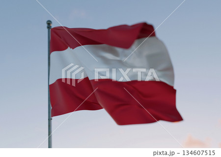 National flag of Austria waving in the wind against a clear sky, symbolizing patriotism, independence, national pride, and unity.  Freedom, creative. Travel, concept 134607515