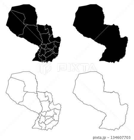 Paraguay Outline and Solid Fill Map Set. 134607703