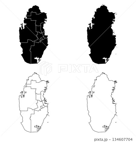 Qatar Outline and Solid Fill Map Set. Qatar Outline and Solid Fill Map Set. 134607704
