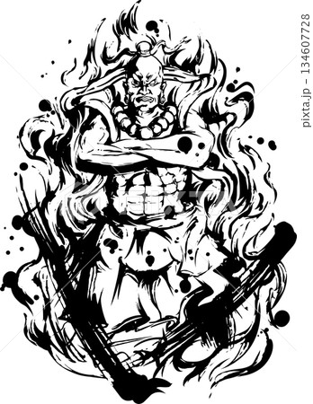 金剛力士の墨絵イラスト 134607728