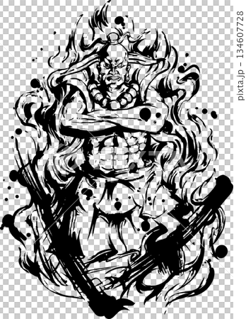 金剛力士の墨絵イラスト 134607728