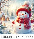 クリスマスを待つ雪だるま 134607755