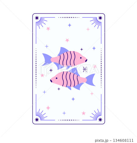 Card with Pisces zodiac sign Card with Pisces zodiac sign 134608111