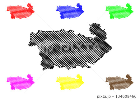 Kvemo Kartli region (Republic of Georgia - country, Administrative divisions of Georgia) map vector illustration, scribble sketch Kvemo Kartli map 134608466