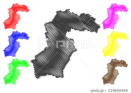 Samegrelo-Zemo Svaneti region (Republic of Georgia - country, Administrative divisions of Georgia) map vector illustration, scribble sketch Samegrelo Zemo Svaneti map 134608469