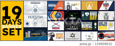 19 day banner set design templet unique style 19 day banner set design templet unique style 134609032