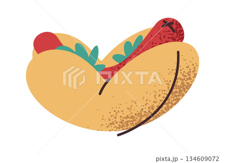Hot-dog street food snack sticker Hot-dog street food snack sticker 134609072