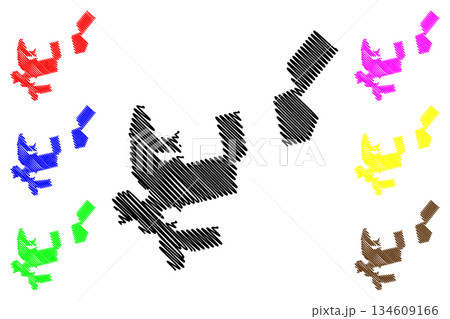 Taraclia District (Republic of Moldova, Administrative divisions of Moldova) map vector illustration, scribble sketch Taraclia map 134609166