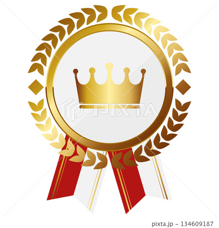 高級感のある王冠のエンブレム　ホワイト＆ゴールド 134609187