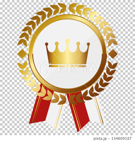 高級感のある王冠のエンブレム　ホワイト＆ゴールド 134609187