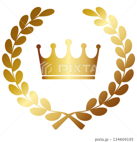 高級感のある王冠のエンブレム　ゴールド 134609195