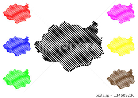 Dundgovi Province (aimags, Provinces of Mongolia) map vector illustration, scribble sketch Dundgovi Aimag map 134609230