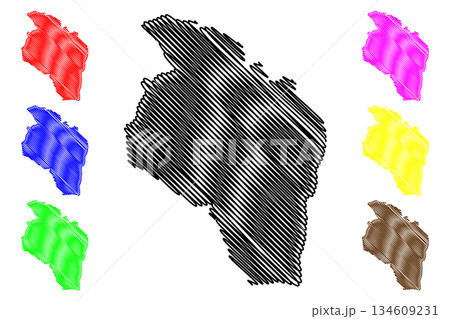 Govi-Altai Province (aimags, Provinces of Mongolia) map vector illustration, scribble sketch Govi-Altai (Gobi-Altai) Aimag map 134609231