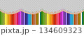 Pencil seamless border for school vector background with isolated color pencils row and rainbow spectrum. Colorful art supplies and drawing equipment for education or creative concept 134609323