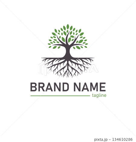 logos of green tree leaf ecology 134610286