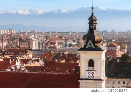 Clock Tower in Historic Center of Sibiu Clock Tower in Historic Center of Sibiu 134610375