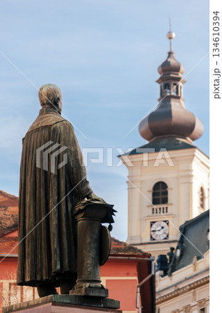 Statue of Bishop in Sibiu Historical Center 134610394