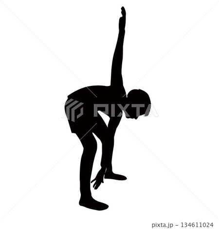 a boy making exercise, silhouette vectorのイラスト素材 [134611024] - PIXTA