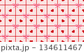 Valentines day gift seamless pattern with red hearts, pink bows, and soft pink grid background for romantic themes and decoration. Vector illustration 134611467