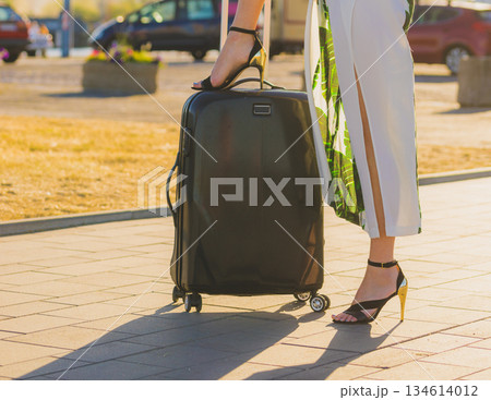 Fashion model traveling to new city Fashion model traveling to new city 134614012