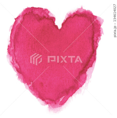 水彩で描いたにじんだハート 134614027
