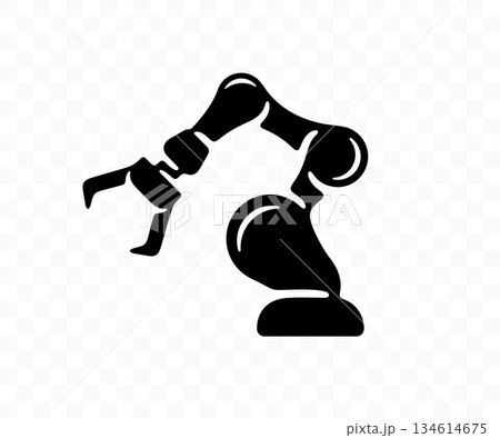 Robotic arm, robot manipulator, graphic design. Industrial and mechanical arm, vector design and illustration Robotic arm, robot manipulator, graphic design. Industrial and mechanical arm, vector design and illustration 134614675