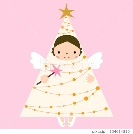 Cute and funny vector geometric Christmas angel greeting card for holiday designs and posters Cute and funny vector geometric Christmas angel greeting card for holiday designs and posters 134614830