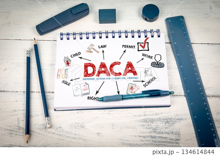 DACA Deferred Action for Childhood Arrivals on Notepad DACA Deferred Action for Childhood Arrivals on Notepad 134614844