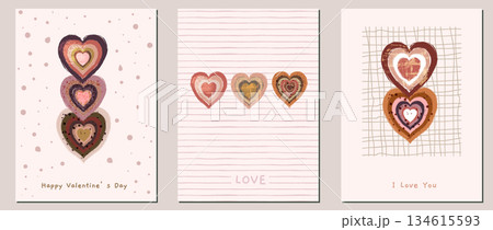 Brown boho hearts greeting cards vector set, romantic distressed grunge designs in earthy warm colors for wedding invitations, greeting cards Brown boho hearts greeting cards vector set, romantic distressed grunge designs in earthy warm colors for wedding invitations, greeting cards 134615593