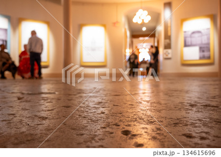 Selective focus low angle view of the pitted floor in the Old Courthouse National Park, St. Louis, Missouri, USA 134615696