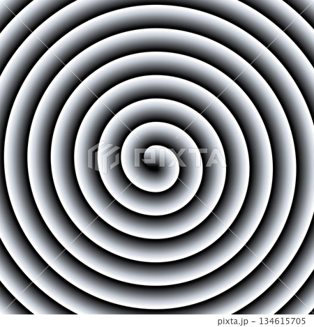 Hypnotic spiral, hypno disc creating an optical illusion known as peripheral drift or motion illusion. Archimedean spiral with gray gradient. Focusing on the center the swirl appears to move outwards. 134615705